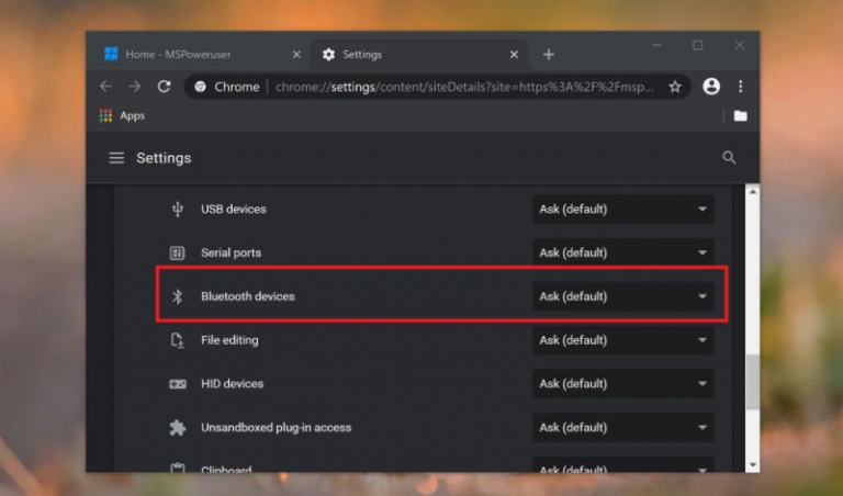 Google Chrome Bluetooth