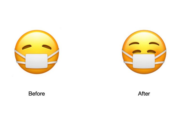 Face With Mask Emoji before after