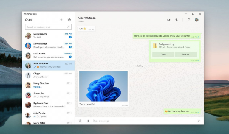 WhatsApp desktop 2.2201.2.0 Beta version