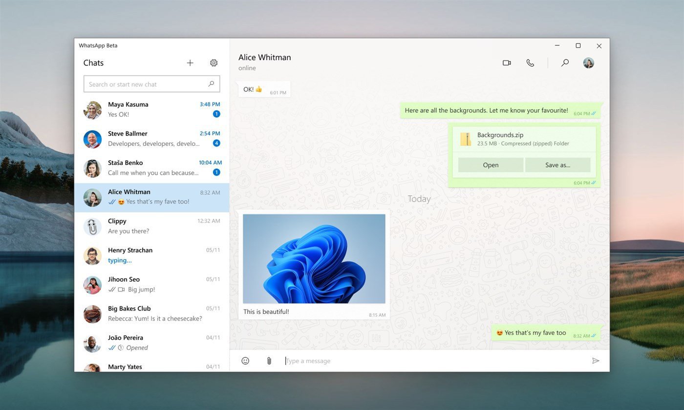 WhatsApp desktop 2.2201.2.0 Beta version